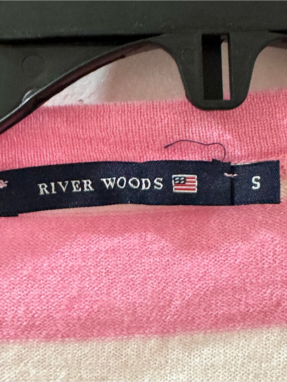 Striped Pink and White Short-Sleeve Knit Top - Picture 4 of 5